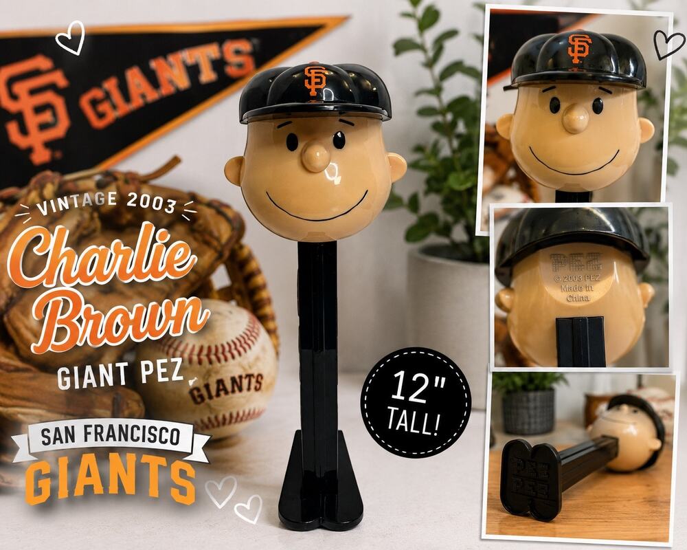 Vintage 2003 San Francisco Giants Charlie Brown 12” PEZ Dispenser MLB Peanuts